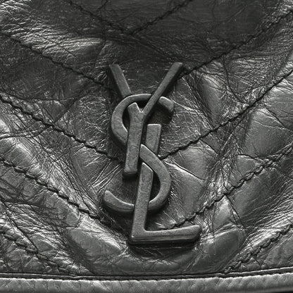 Saint Laurent Crinkled Calfskin Matelasse Monogram Medium Niki Chain Satchel Storm 8 of 10