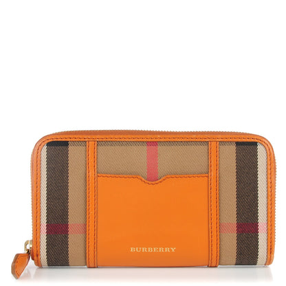 Burberry House Check Large Sartorial Ziggy Zip Around Wallet Copper Orange 1 of 7
