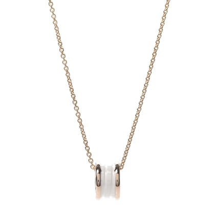 Bulgari 18K Rose Gold White Ceramic B.Zero1 Pendant Necklace 1 of 8