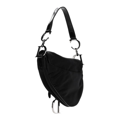 Christian Dior Canvas Patent Calfskin Saddle Bag Black 2 of 5