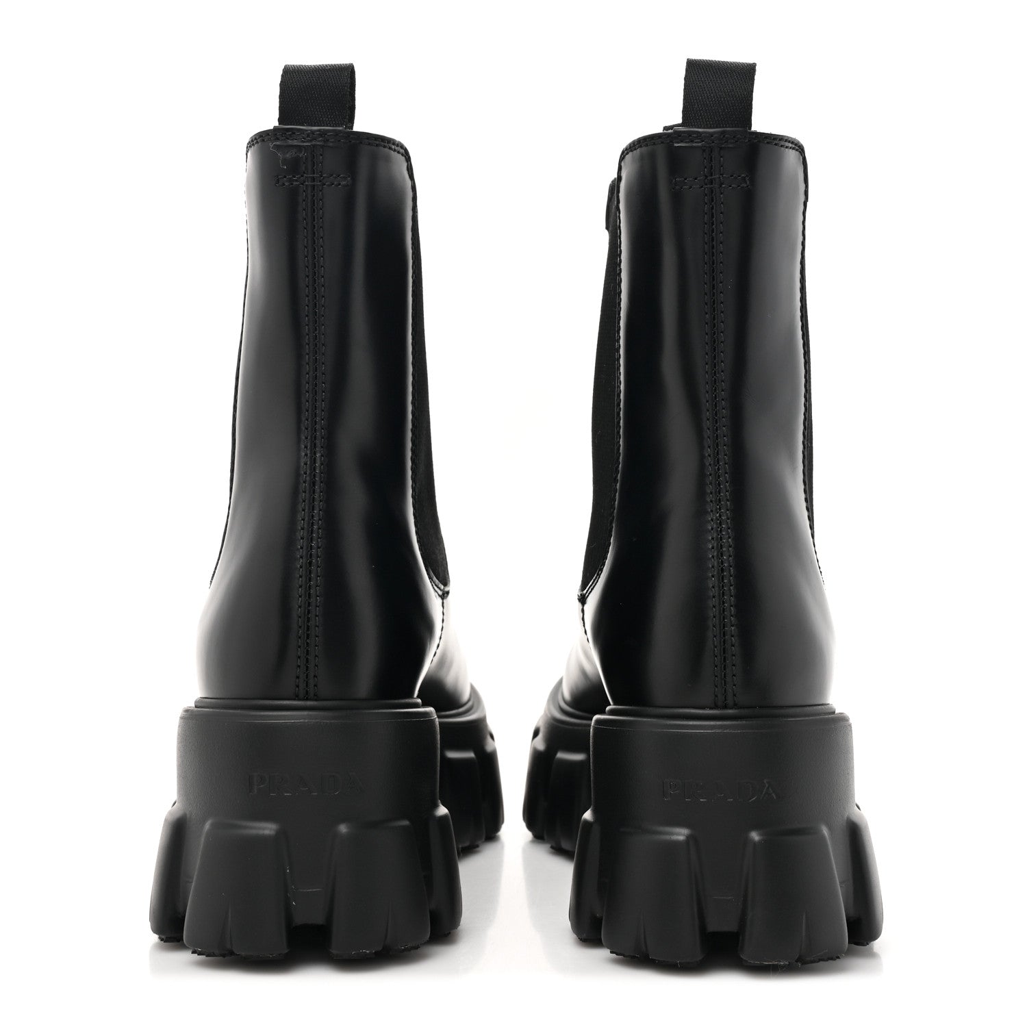 Prada Spazzolato Rois Triangle Monolith Chelsea 55mm Boots 38 Black 4 of 11