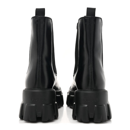 Prada Spazzolato Rois Triangle Monolith Chelsea 55mm Boots 38 Black 4 of 11