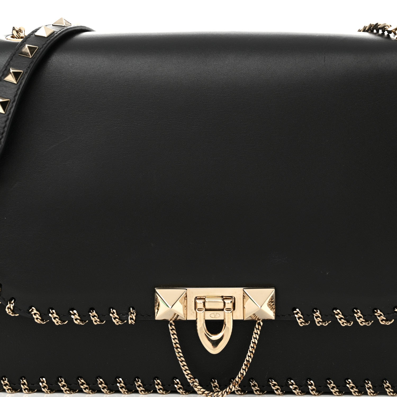 Valentino Garavani Vitello Groumette Small Rockstud Demilune Shoulder Bag 7 of 14