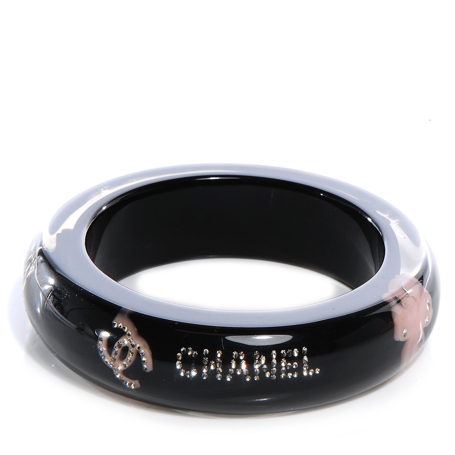 Chanel Resin Crystal CC Bangle Black 1 of 7