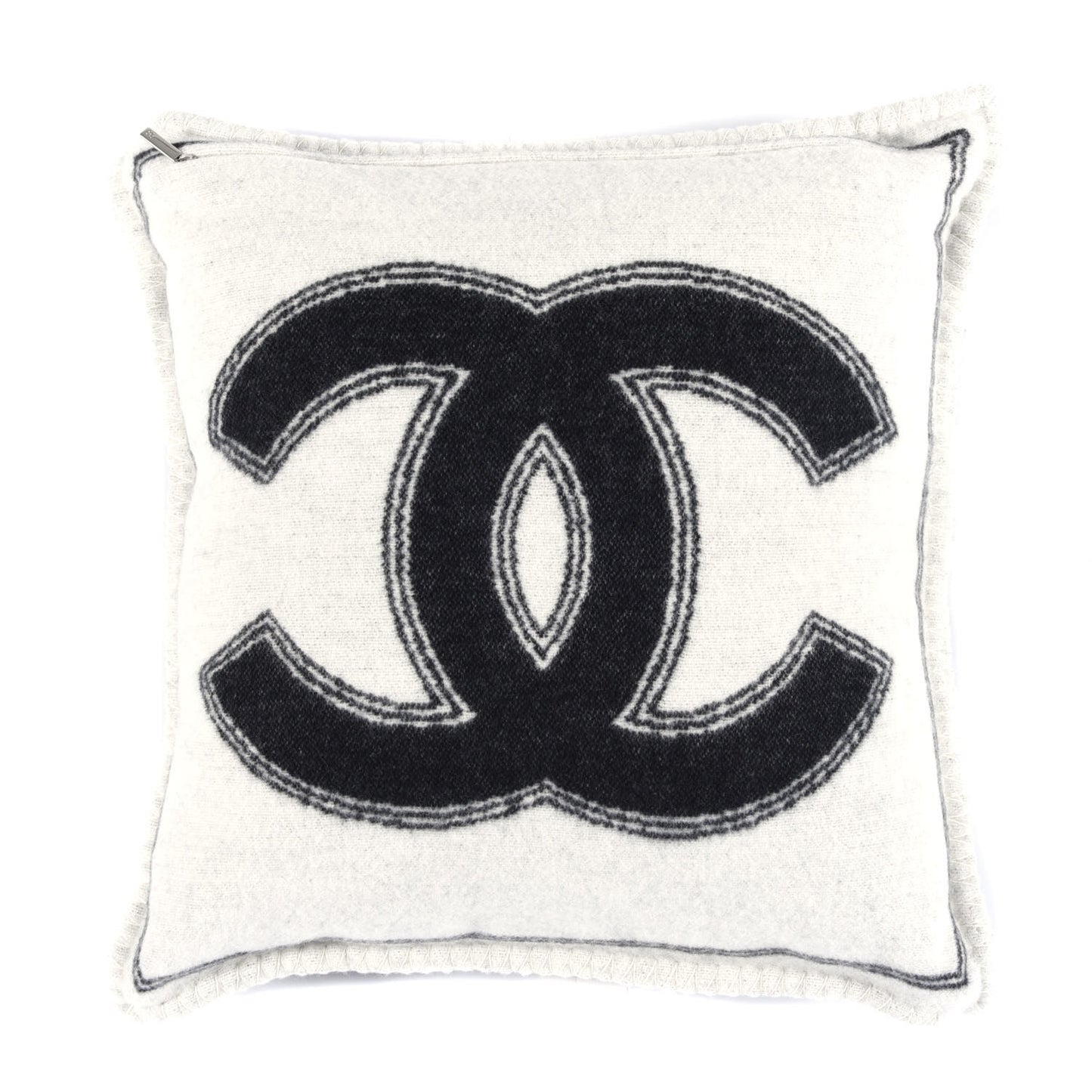 Merino Wool Cashmere CC Pillow Black Beige