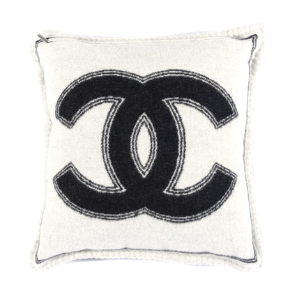 Chanel Merino Wool Cashmere CC Pillow Black Beige 2 of 3