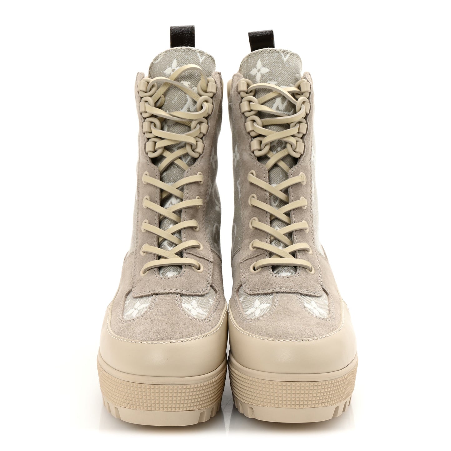 Suede Calfskin Laureate Platform Desert Boots 37.5 Taupe