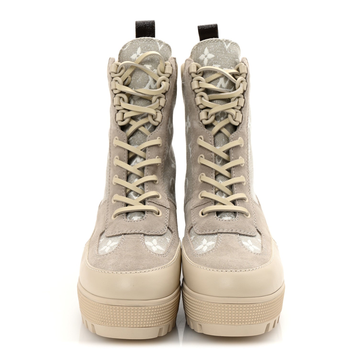 Louis Vuitton Suede Calfskin Laureate Platform Desert Boots 37.5 Taupe 3 of 10