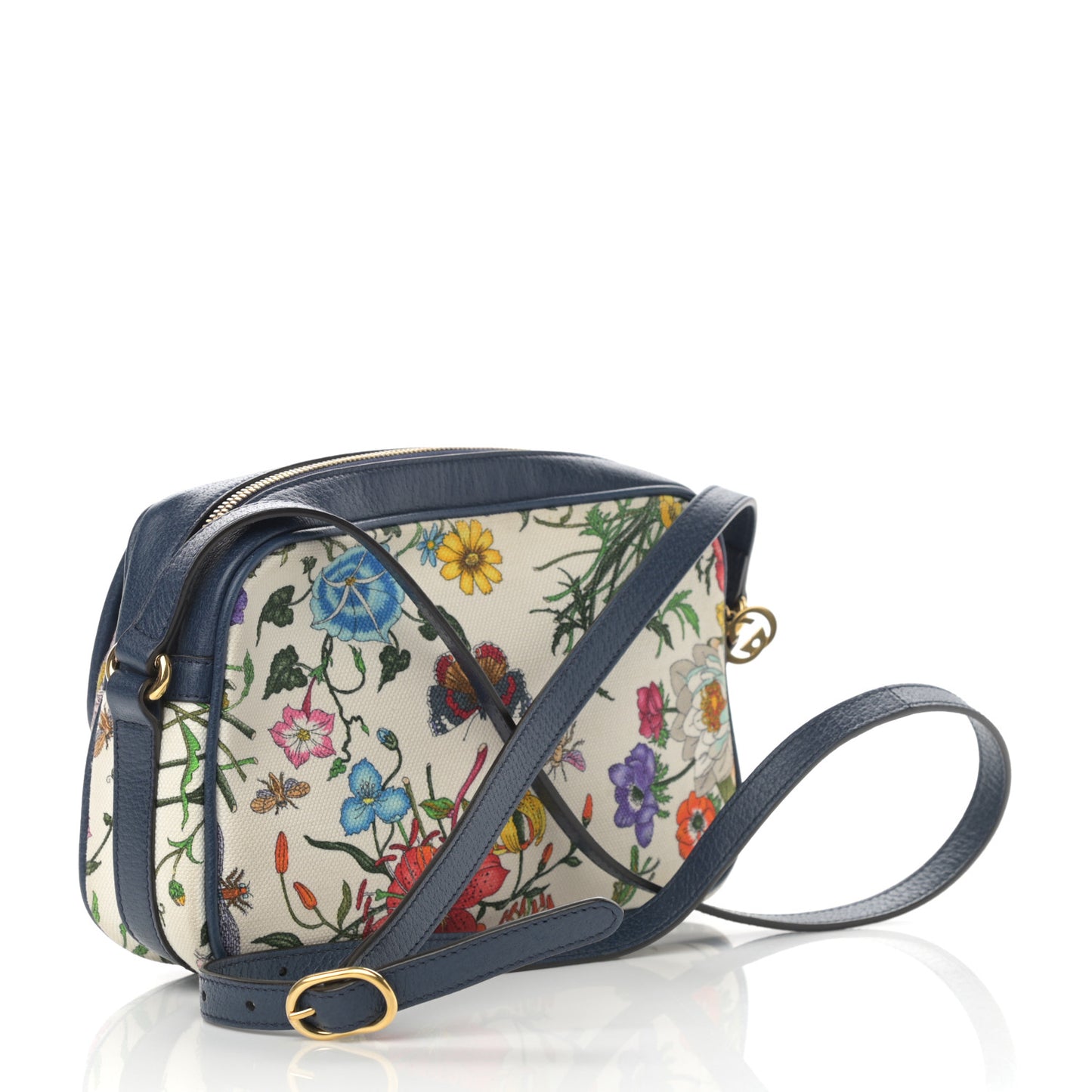 Canvas Flora Floral Shoulder Bag White Blue Agata Mulitcolor