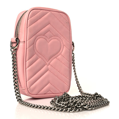 Gucci Calfskin Matelasse Mini GG Marmont Crossbody Bag Wild Rose 3 of 11