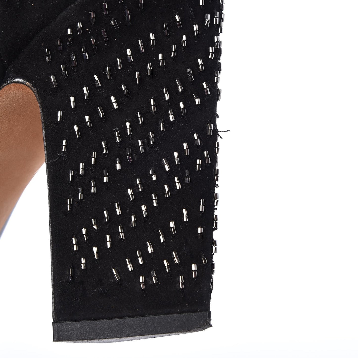 Nappa Suede Beaded Boots 38 Black