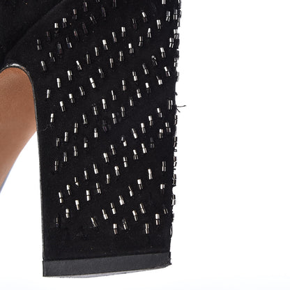 Valentino Garavani Nappa Suede Beaded Boots 38 Black 11 of 16