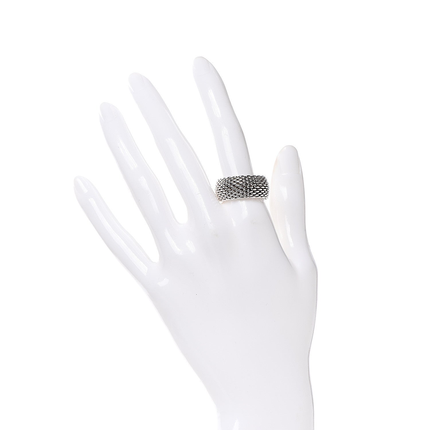 Tiffany Sterling Silver Mesh Somerset Ring 57 8 2 of 4