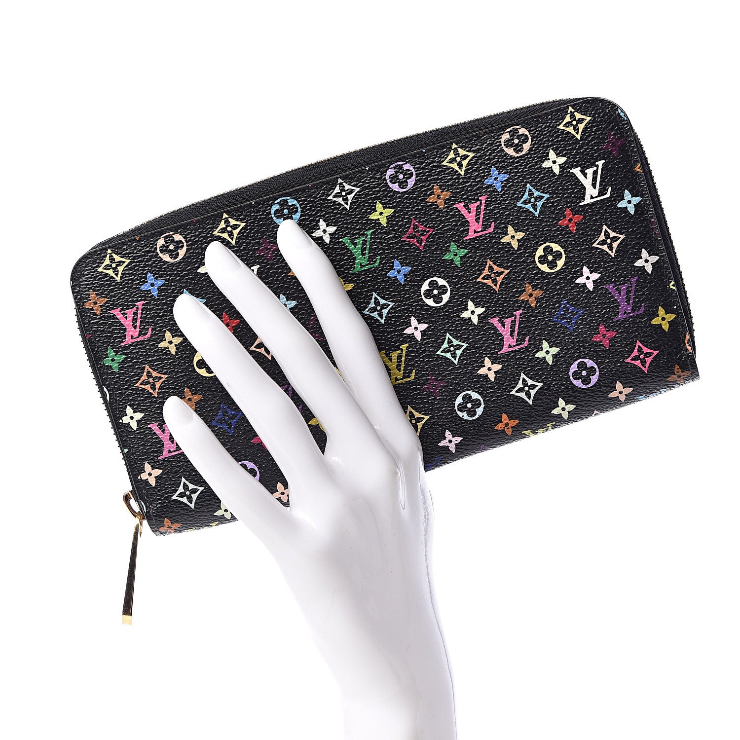 Louis Vuitton Monogram Multicolor Zippy Wallet Black Violet 2 of 6