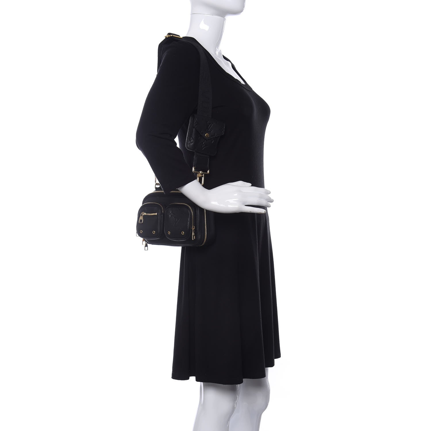 Louis Vuitton Calfskin Monogram Embossed Utility Crossbody Black 2 of 9