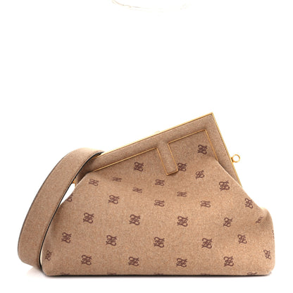 Fendi Flannel Karligraphy Embroidered Medium Fendi First Camel 1 of 10
