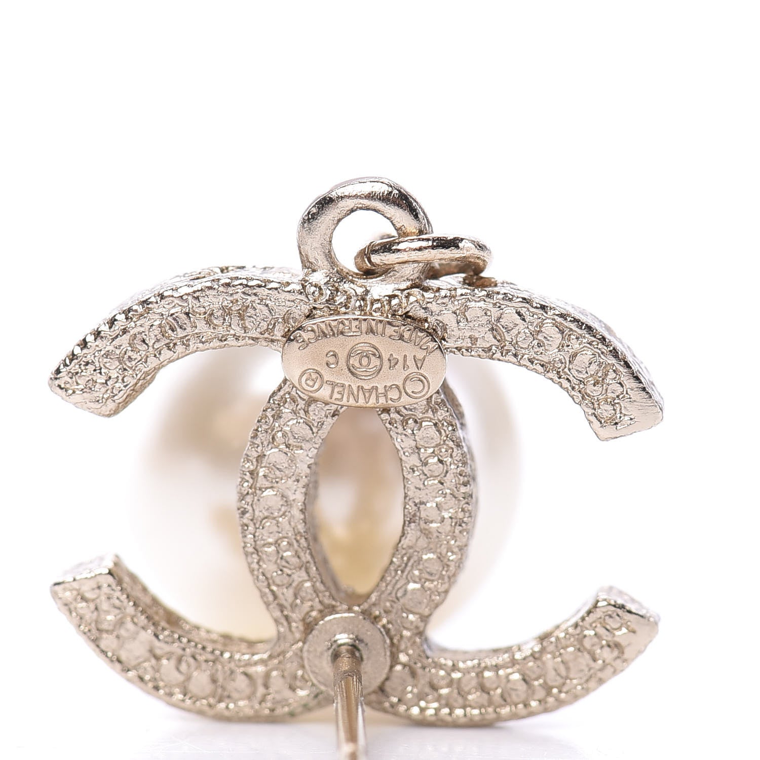 Chanel Crystal Pearl CC Drop Earrings Gold 4 of 5