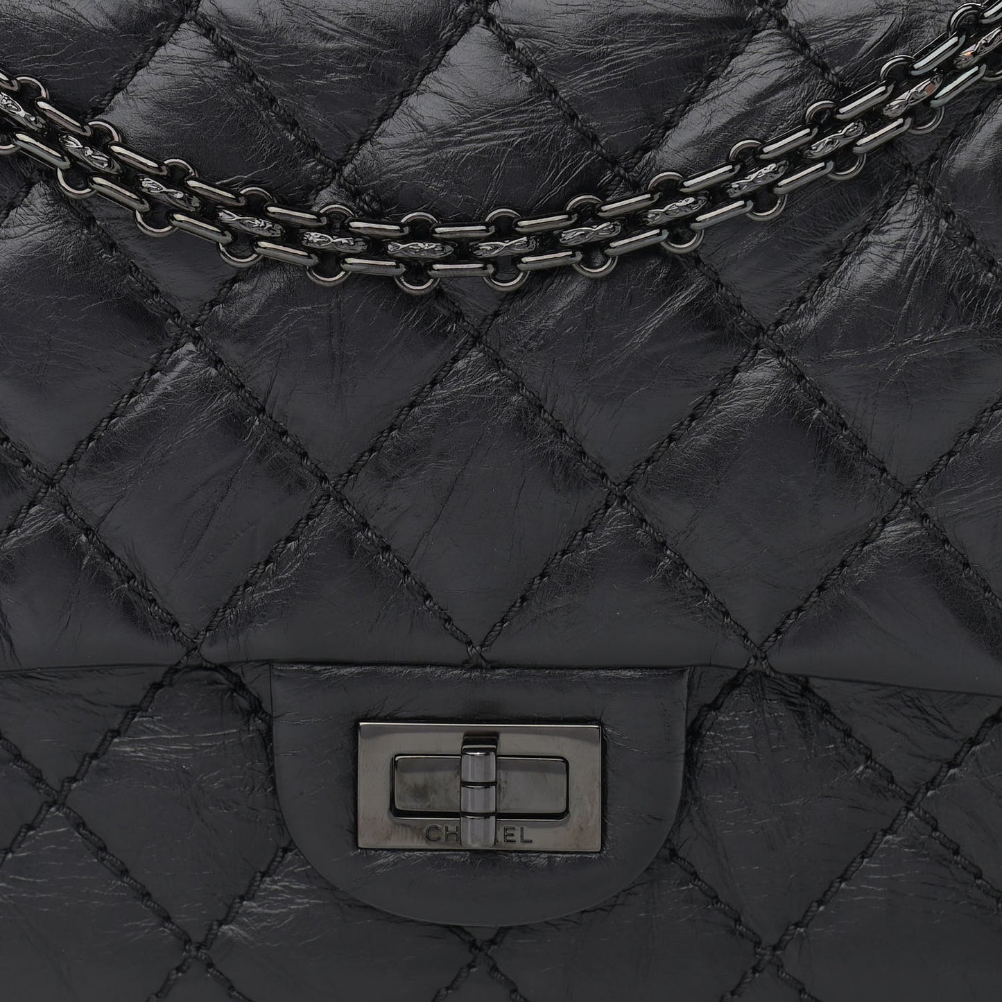 Aged Calfskin Quilted 2.55 Reissue 226 Flap So Black