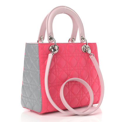 Christian Dior Lambskin Cannage Medium Tri-Color Lady Dior Fuchsia 3 of 14