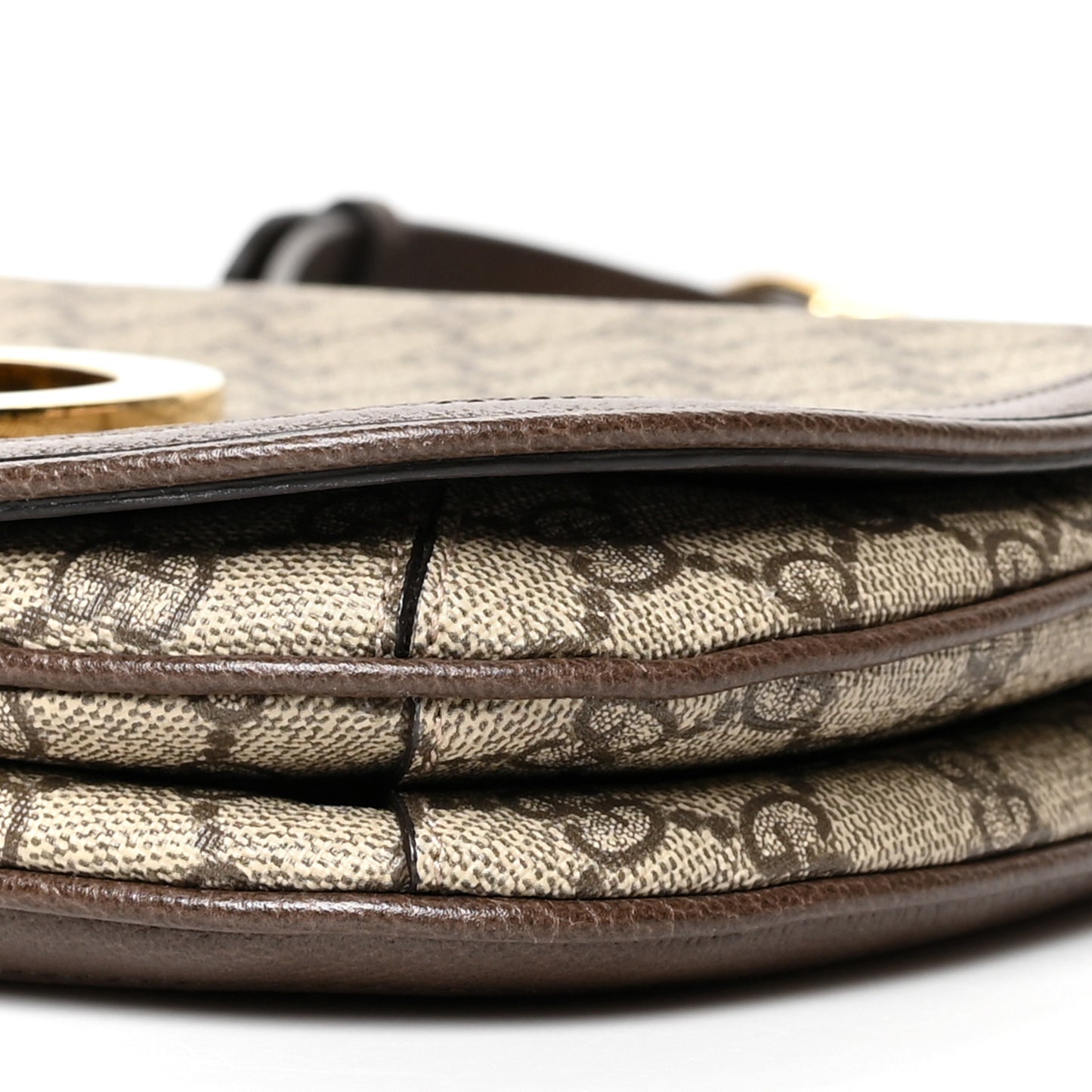 GG Supreme Monogram Textured Dollar Calfskin Medium Blondie Shoulder Flap Bag Beige Ebony New Acero