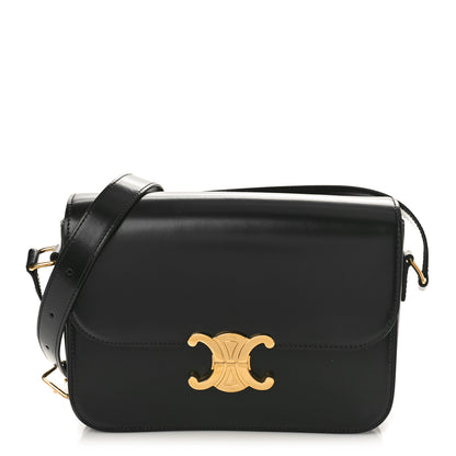 Celine Shiny Calfskin Medium Triomphe Black 1 of 8