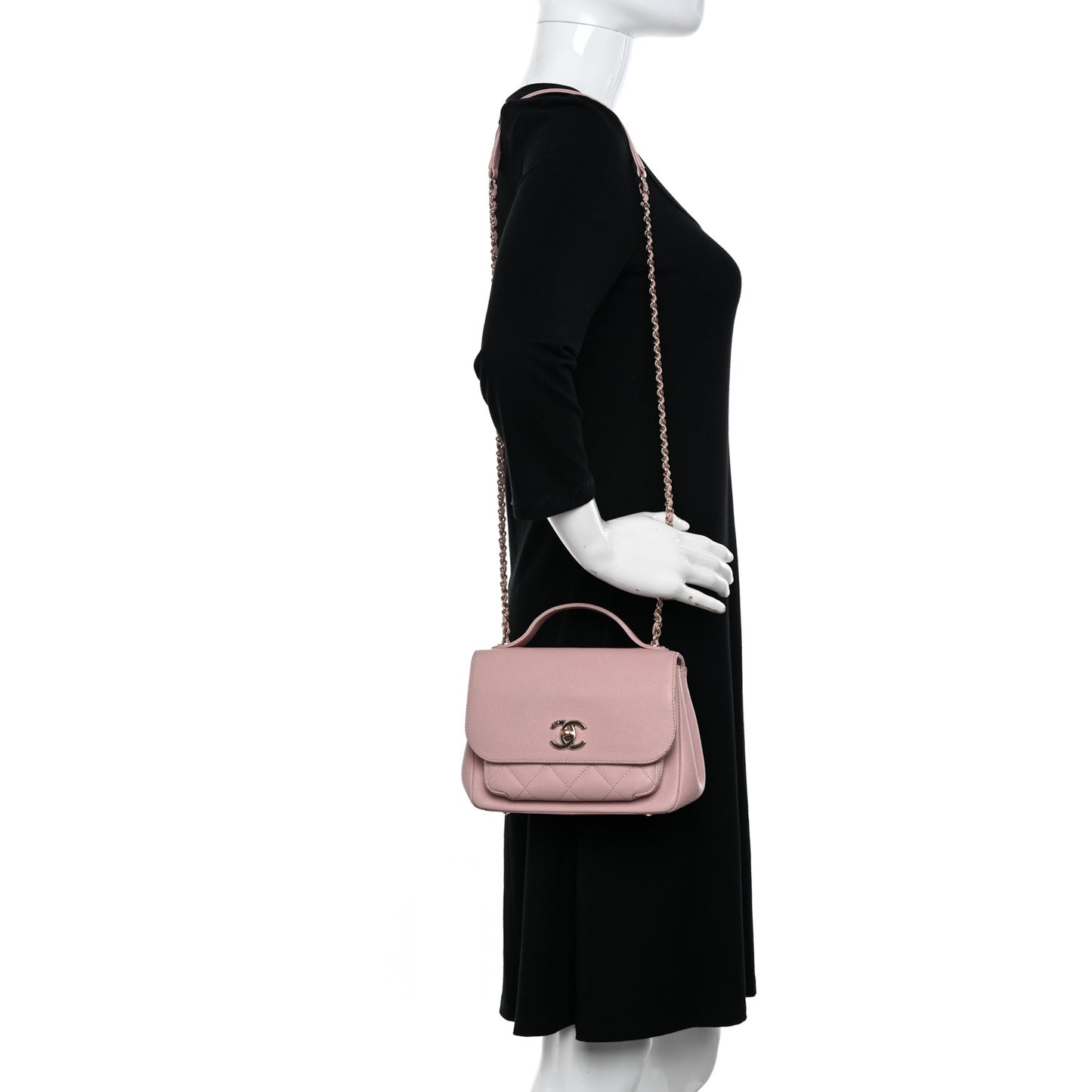 Caviar Quilted Small Business Affinity Flap Light Pink