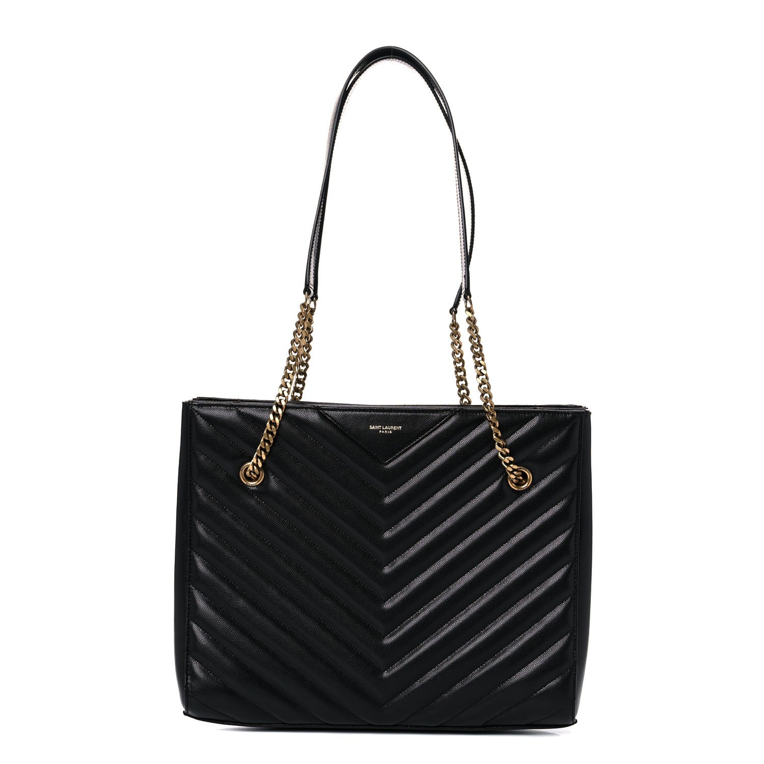 Saint Laurent Grain De Poudre Matelasse Chevron Medium Tribeca Shopping Bag Black 1 of 11