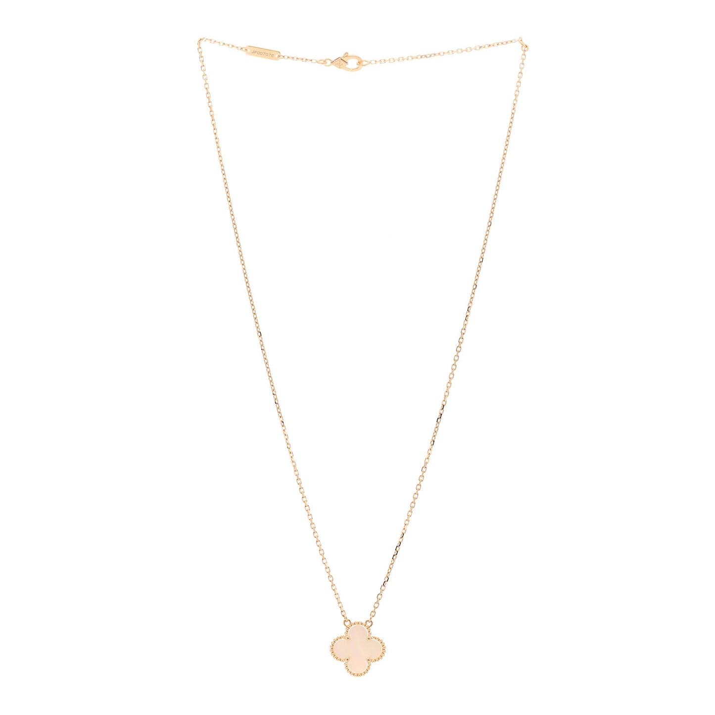 18K Yellow Gold Mother of Pearl Vintage Alhambra Pendant Necklace