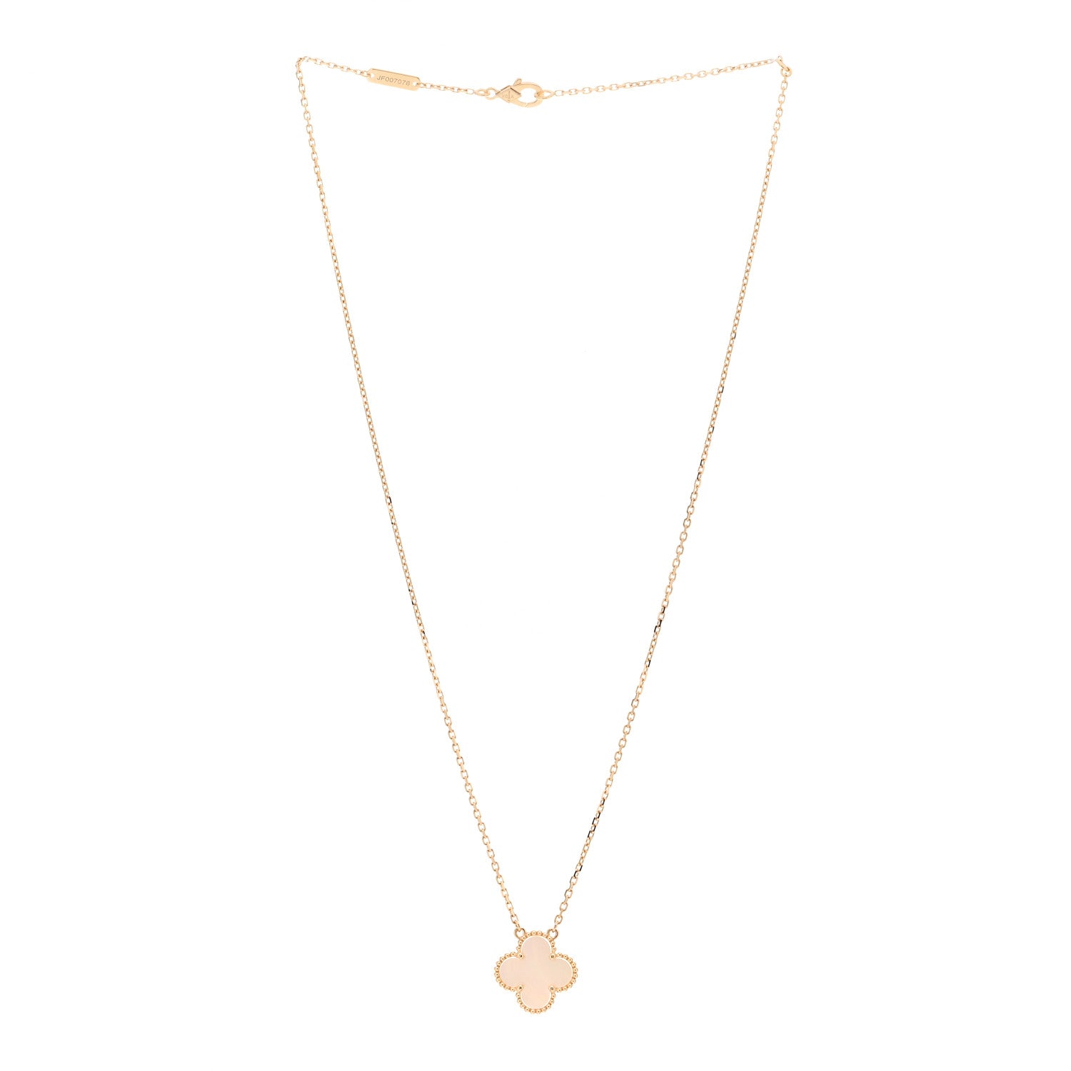 Van Cleef & Arpels 18K Yellow Gold Mother of Pearl Vintage Alhambra Pendant Necklace 4 of 7