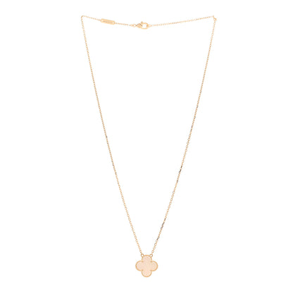 Van Cleef & Arpels 18K Yellow Gold Mother of Pearl Vintage Alhambra Pendant Necklace 4 of 7