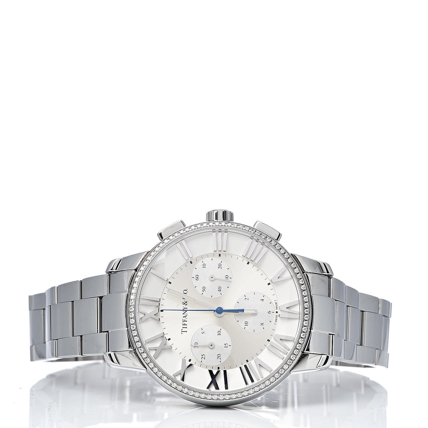 Stainless Steel Diamond Bezel 36mm Atlas Dome Chronograph Quartz Watch