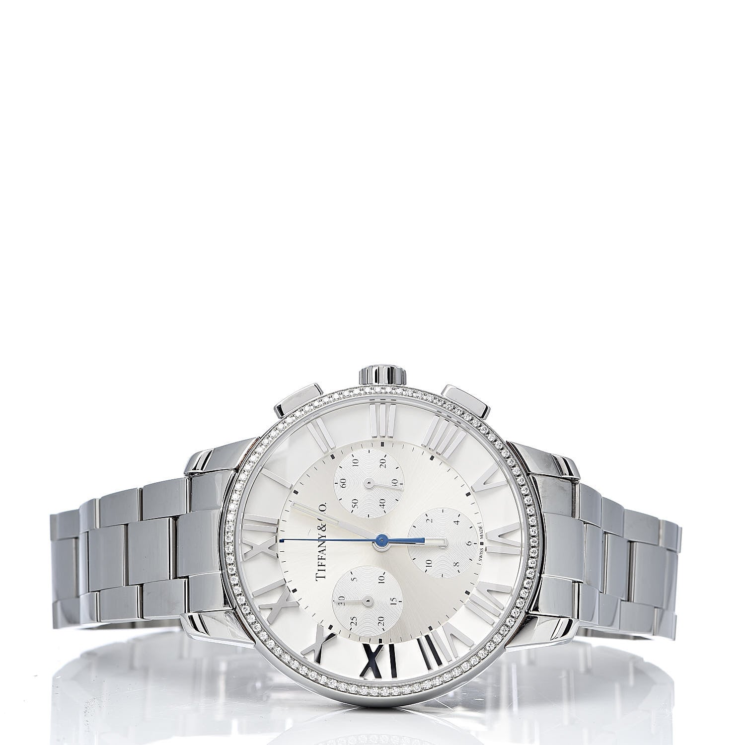 Tiffany Stainless Steel Diamond Bezel 36mm Atlas Dome Chronograph Quartz Watch 3 of 7