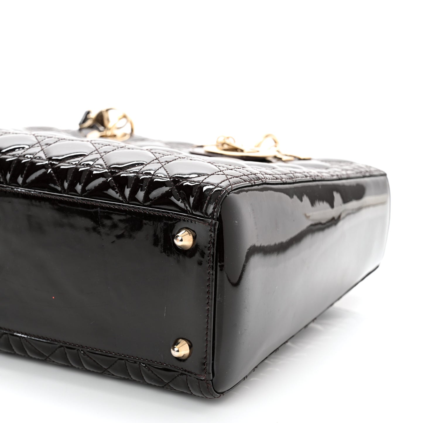 Patent Cannage Large Lady Dior Burgundy