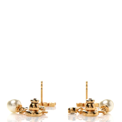 Christian Dior Pearl Crystal Dio(r)evolution Earrings Aged Gold 3 of 4