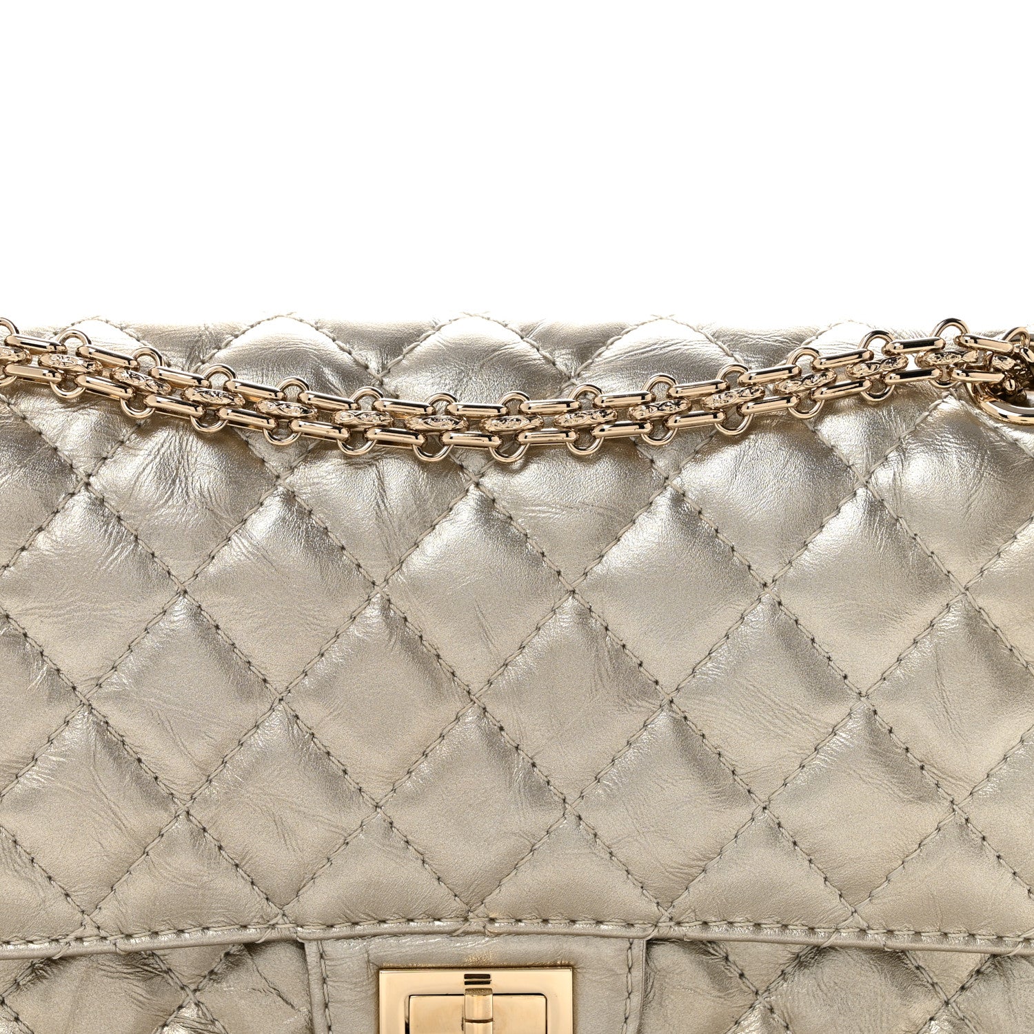 Chanel Metallic Aged Calfskin Quilted 2.55 Reissue 225 Flap Pale Gold 8 of 11