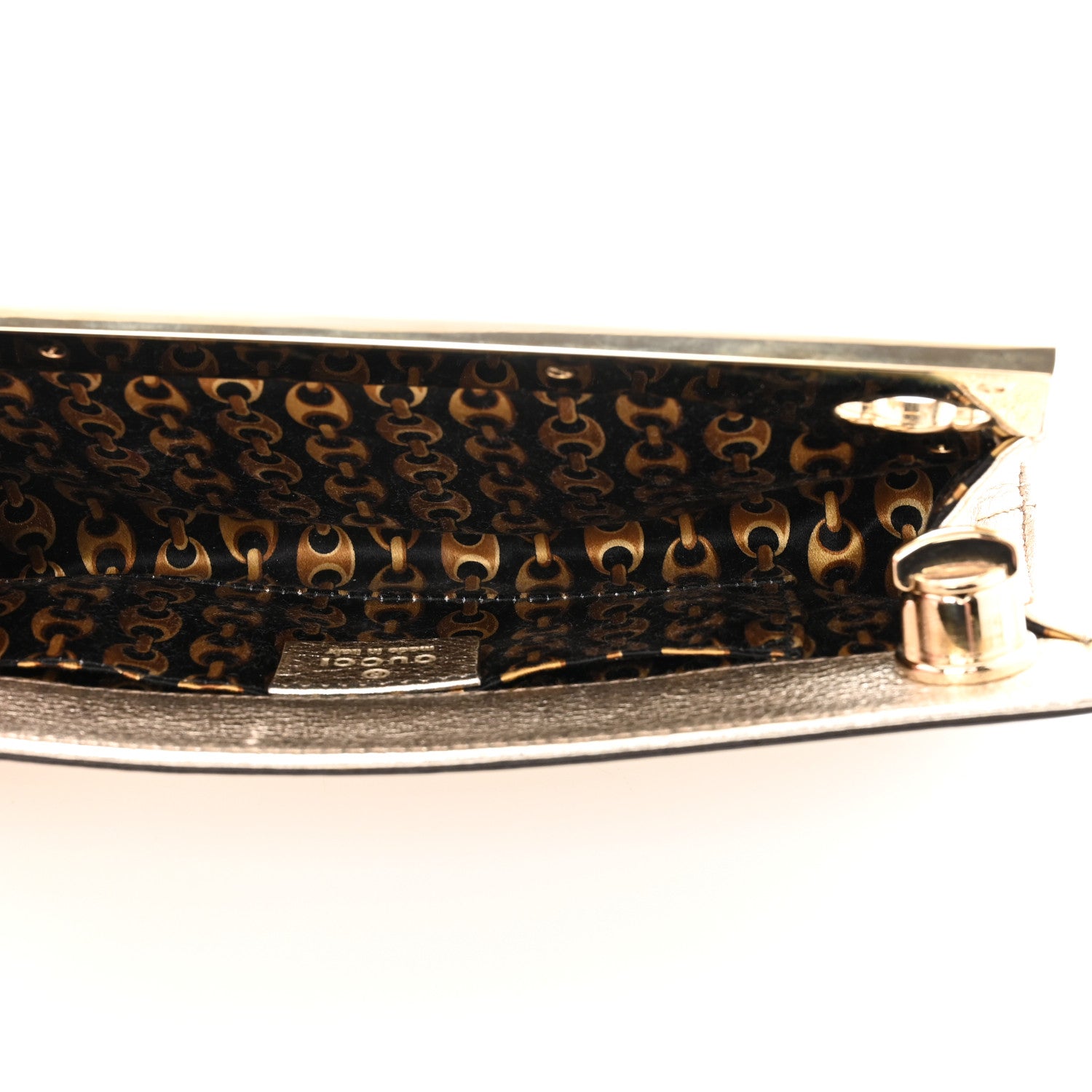 Gucci Metallic Calfskin Britt Clutch Gold 5 of 10