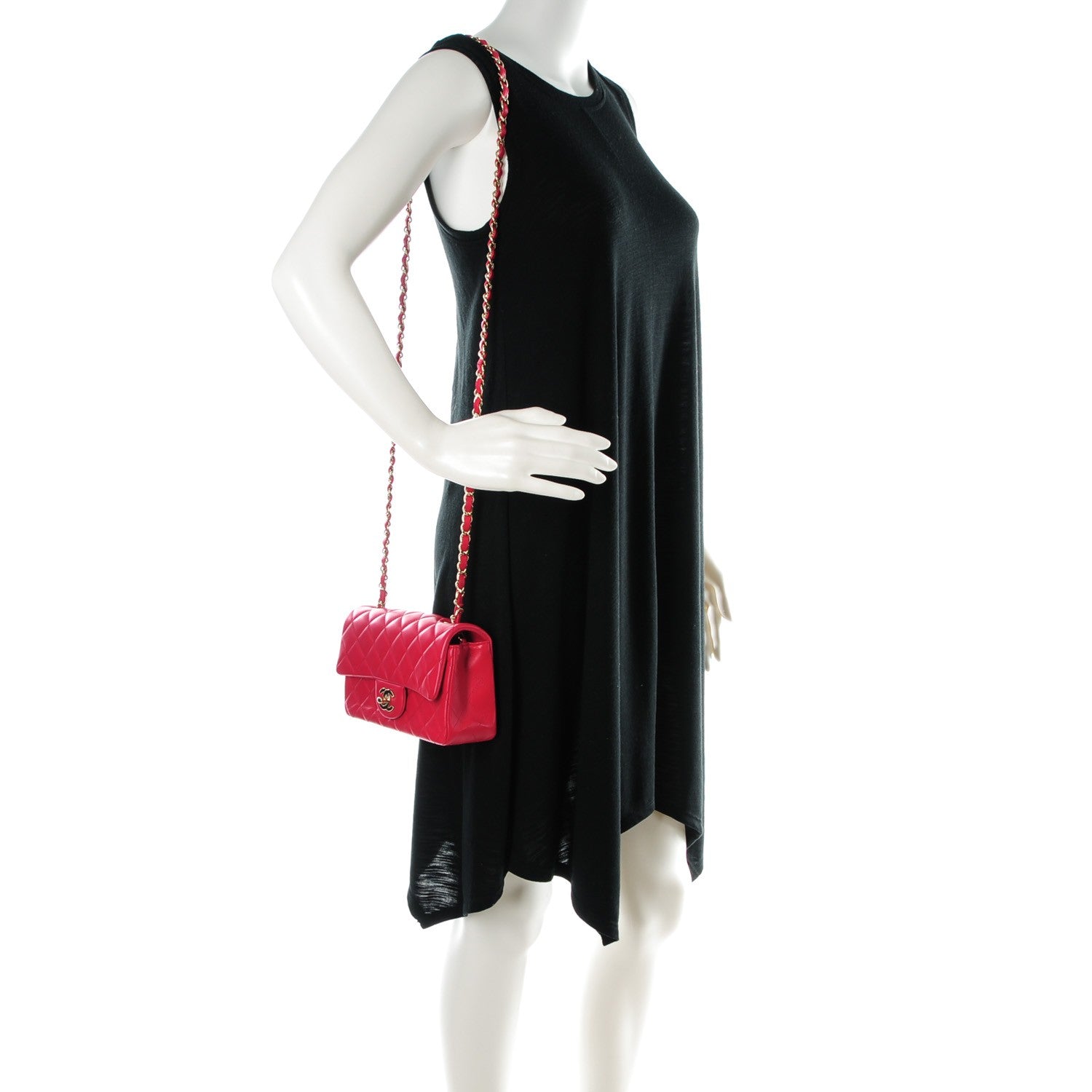Chanel Lambskin Quilted Mini Rectangular Flap Dark Pink 2 of 8