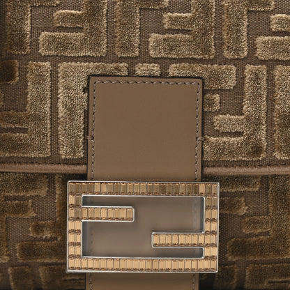 Fendi Velvet Jacquard FF Crystal Baguette Cappuccino 8 of 11