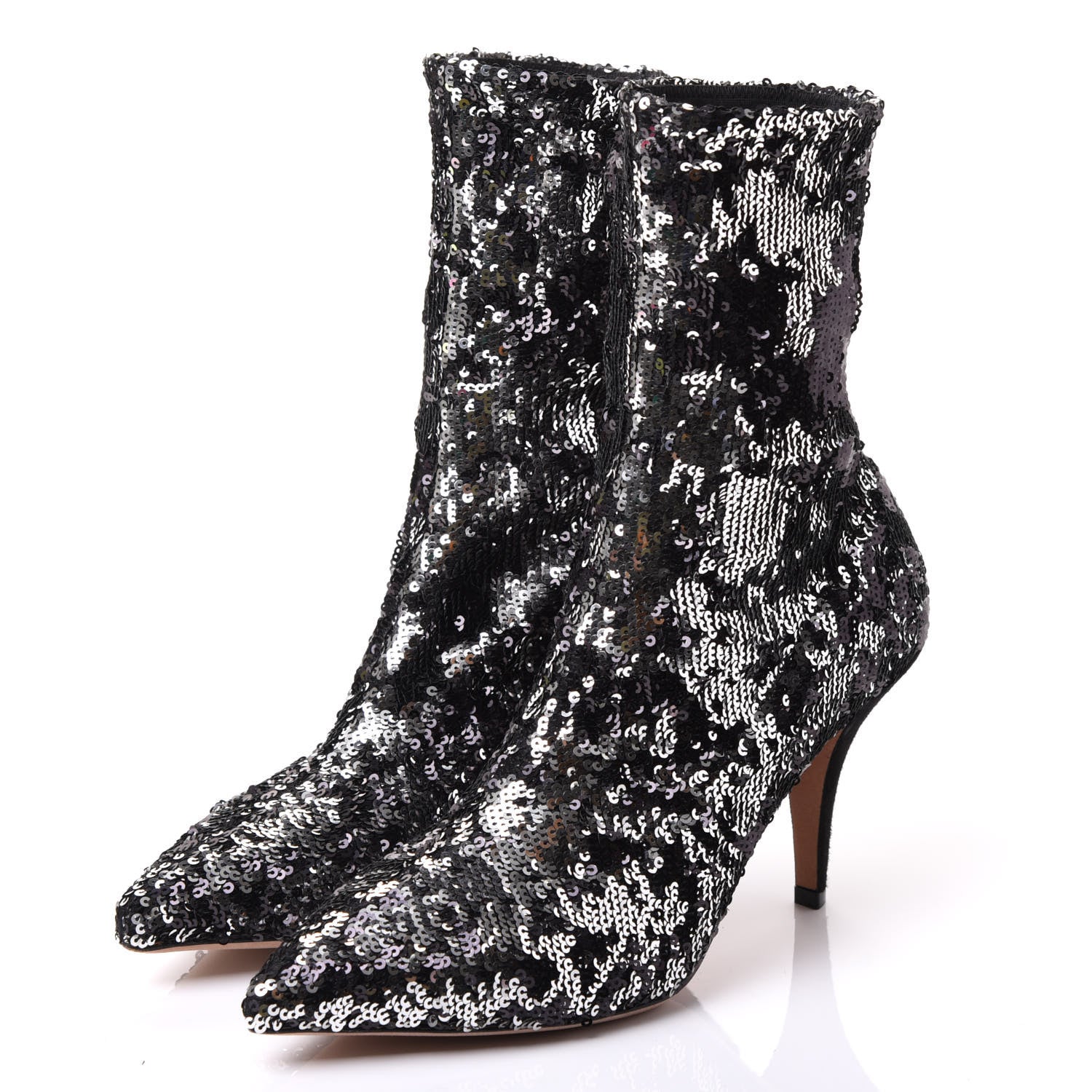 Valentino Garavani Sequin Ankle Boots 38.5 Silver 2 of 7