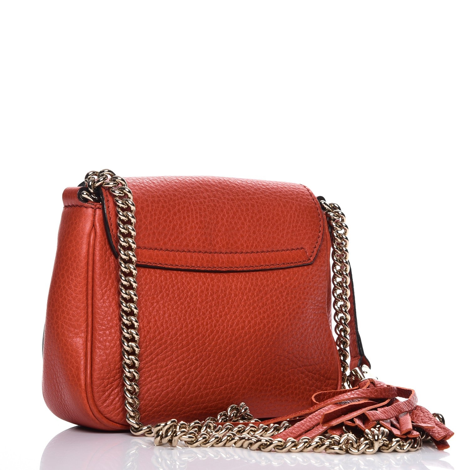 Gucci Pebbled Calfskin Small Soho Flap Crossbody Sun Orange 3 of 9