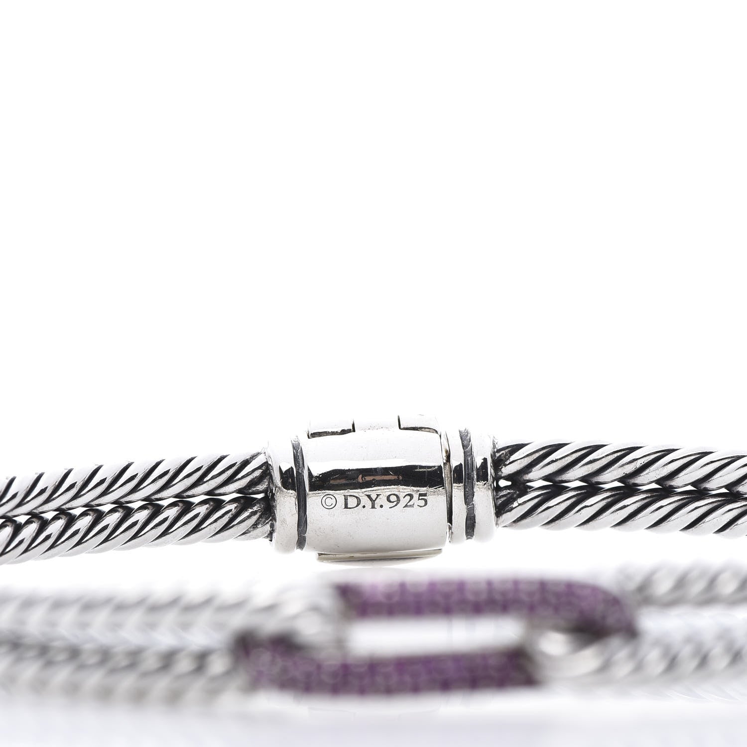 David Yurman Sterling Silver Pave Pink Sapphire 7mm Mini Loop Labyrinth Bracelet 4 of 5