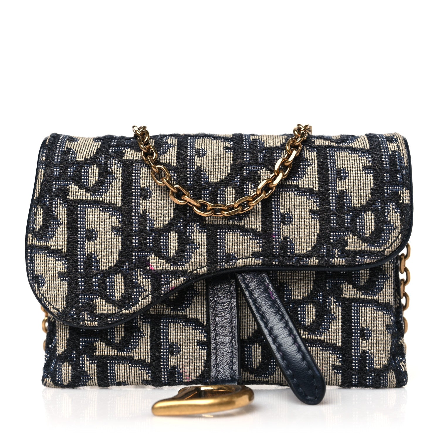 Christian Dior Oblique Nano Saddle Chain Pouch Blue 1 of 10