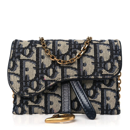 Christian Dior Oblique Nano Saddle Chain Pouch Blue 1 of 10