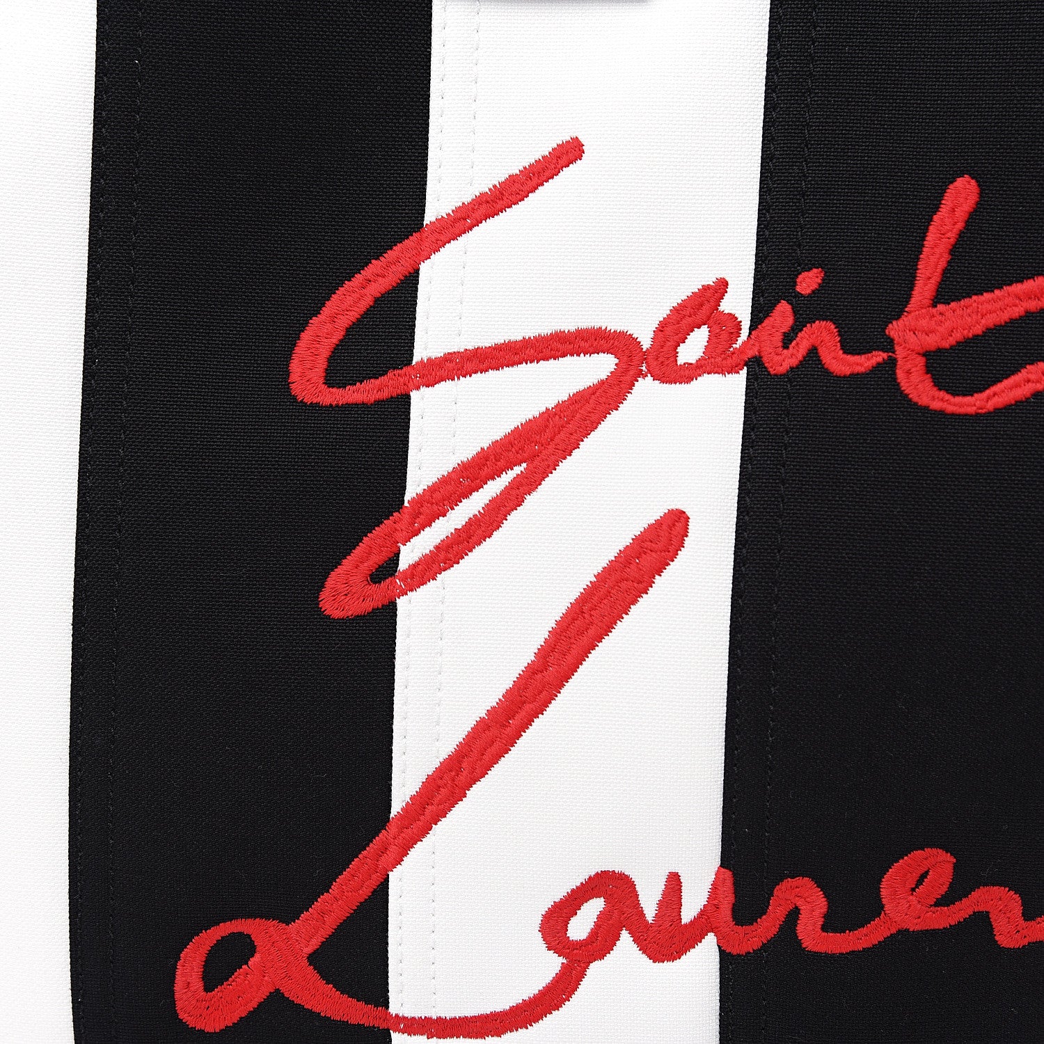 Saint Laurent Canvas Noe Striped Tote Black White 6 of 10