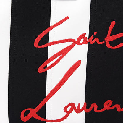 Saint Laurent Canvas Noe Striped Tote Black White 6 of 10