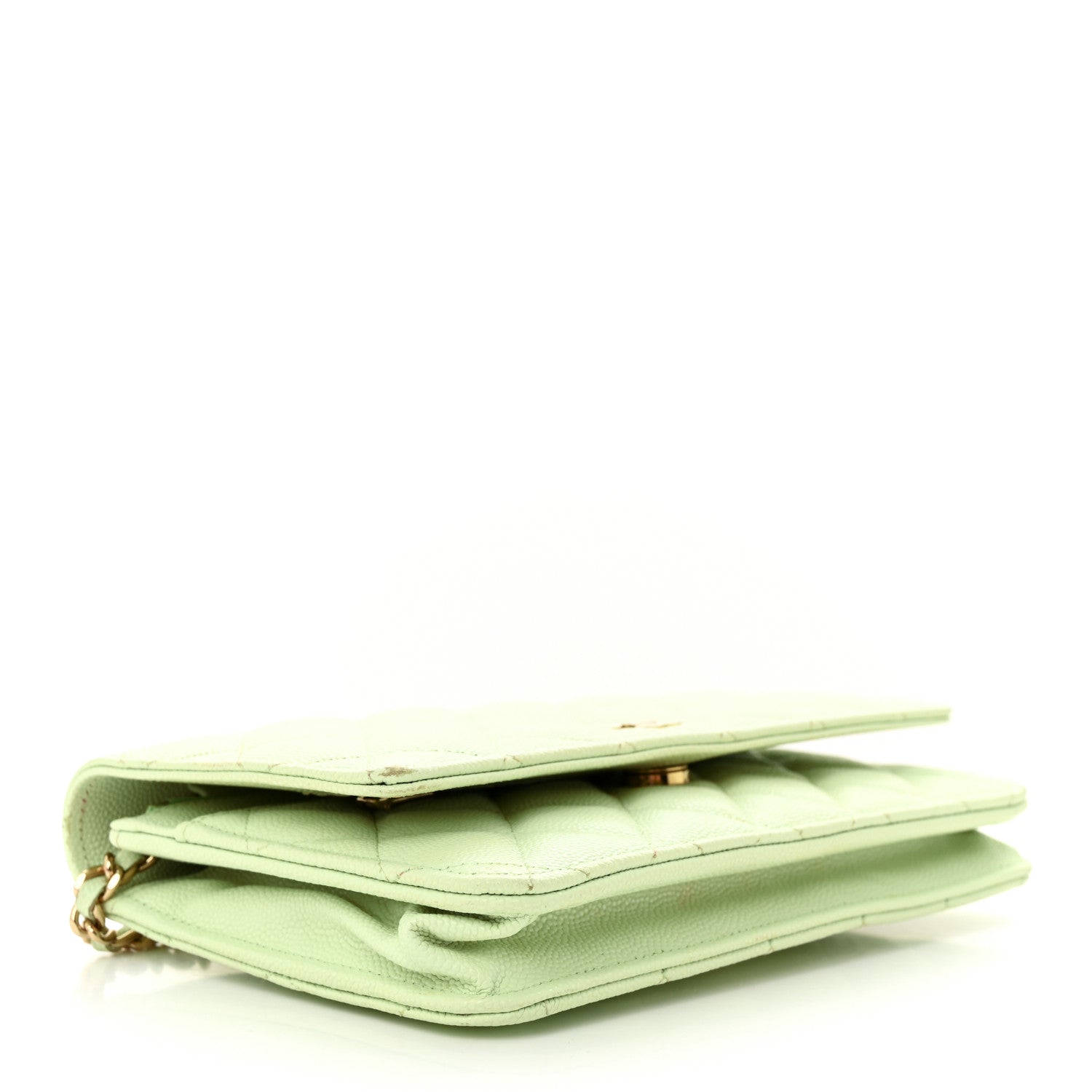 Chanel Caviar Quilted Wallet on Chain WOC Light Green 4 of 20