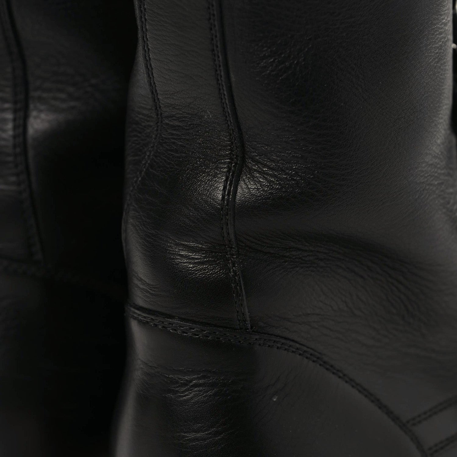 Chanel Calfskin Sock High CC Combat Boots 39.5 Black Dark Grey 5 of 10