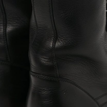 Chanel Calfskin Sock High CC Combat Boots 39.5 Black Dark Grey 5 of 10