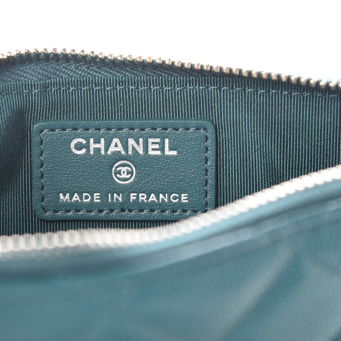 Caviar Quilted Classic Flat Wallet Pouch Dark Turquoise