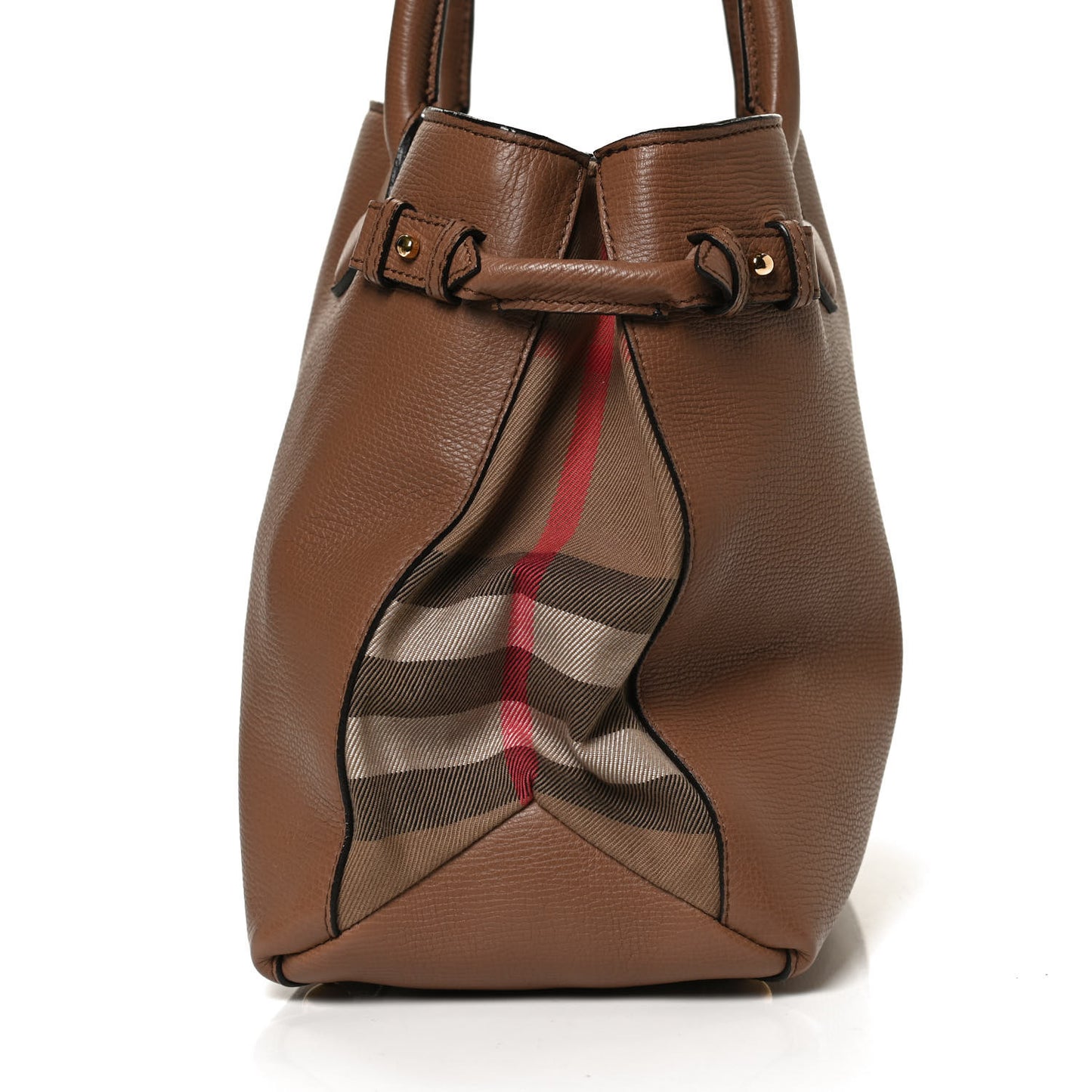 Grainy Calfskin House Check Medium Banner Tote Tan